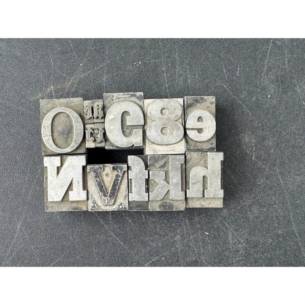 Vintage Metal Letterpress‎ Printing Blocks Mixed Lot Typography Lead Type Stamps